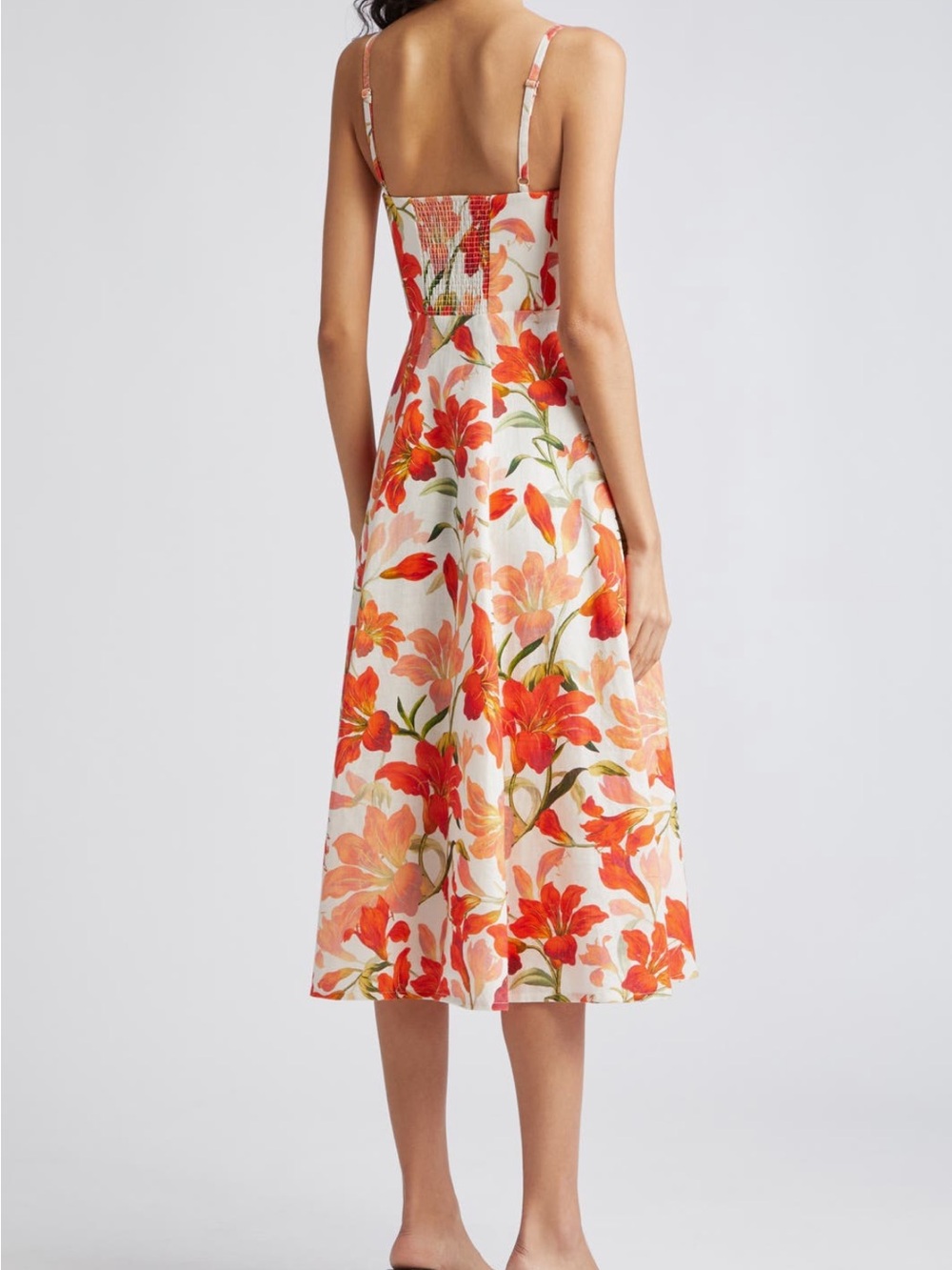 Zimmermann Tranquility Red Lilly Zip Linen Midi Dress US12/UK16/AU4 - Picture 2 of 15